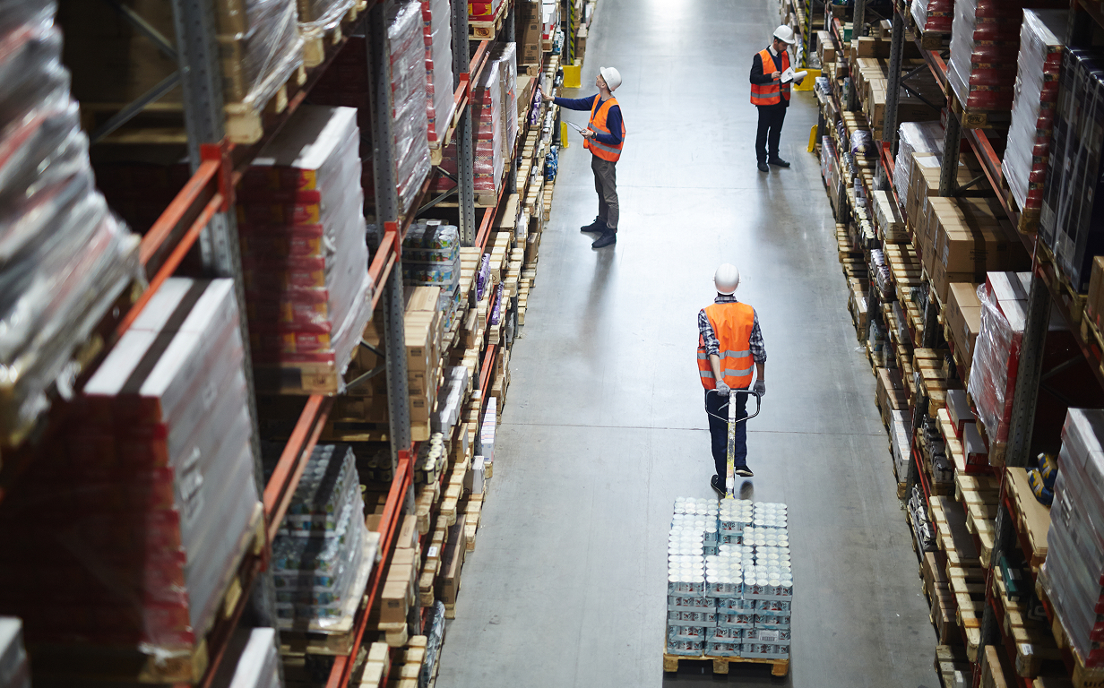 Warehouse moving boxes